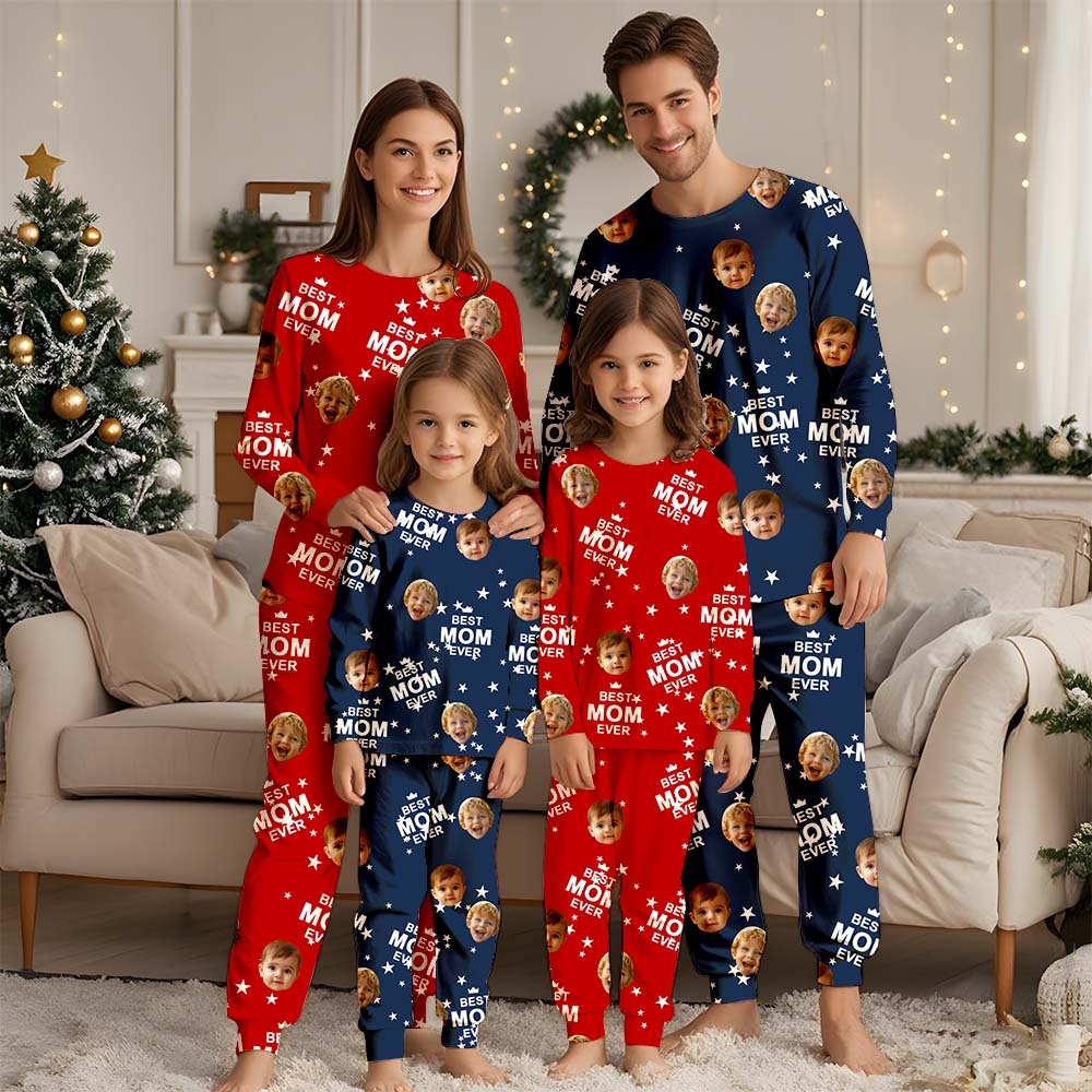 Personalisierter Foto-Pyjama, personalisiertes Gesichts-Pyjama-Set, Haustier-Pyjama für Damen und Herren, Party-Geschenk für Familie, Weihnachten, Kinder-Pyjama-Set, Pyjama-Party