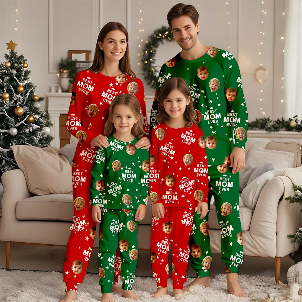 Personalisierter Foto-Pyjama, personalisiertes Gesichts-Pyjama-Set, Haustier-Pyjama für Damen und Herren, Party-Geschenk für Familie, Weihnachten, Kinder-Pyjama-Set, Pyjama-Party