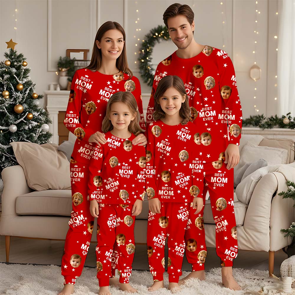 Personalisierter Foto-Pyjama, personalisiertes Gesichts-Pyjama-Set, Haustier-Pyjama für Damen und Herren, Party-Geschenk für Familie, Weihnachten, Kinder-Pyjama-Set, Pyjama-Party