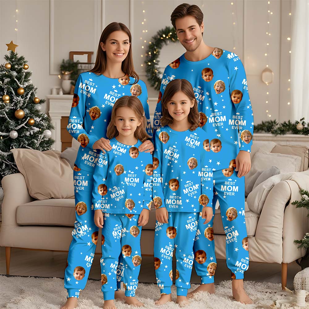 Personalisierter Foto-Pyjama, personalisiertes Gesichts-Pyjama-Set, Haustier-Pyjama für Damen und Herren, Party-Geschenk für Familie, Weihnachten, Kinder-Pyjama-Set, Pyjama-Party