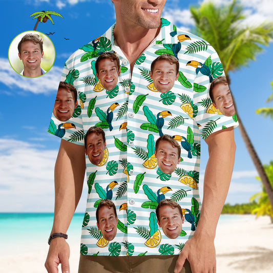 Custom Face Shirt Herren Hawaiihemd Spechtblätter