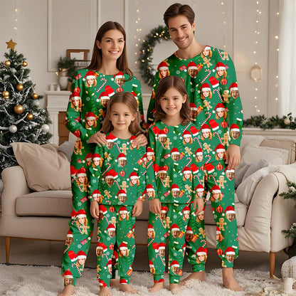 Benutzerdefiniertes Gesichts-Weihnachtspyjama-Set, individuelles Foto-Pyjama-Homewear-Set, bestes Geschenk für Ehefrau, Ehemann, Familie und Freunde