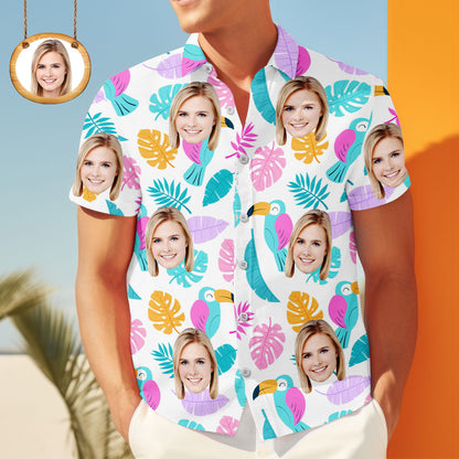 Custom Face Shirt Herren Hawaiihemd Farbige Blätter