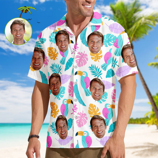 Custom Face Shirt Herren Hawaiihemd Farbige Blätter