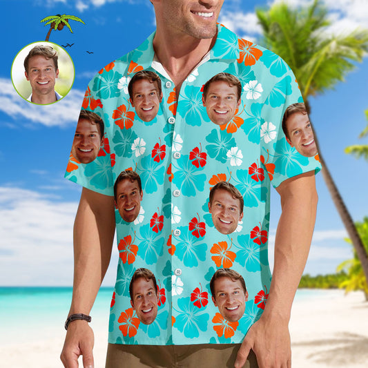 Custom Face Shirt Herren-Hawaii-Hemd mit Blattmuster für Freund oder Ehemann