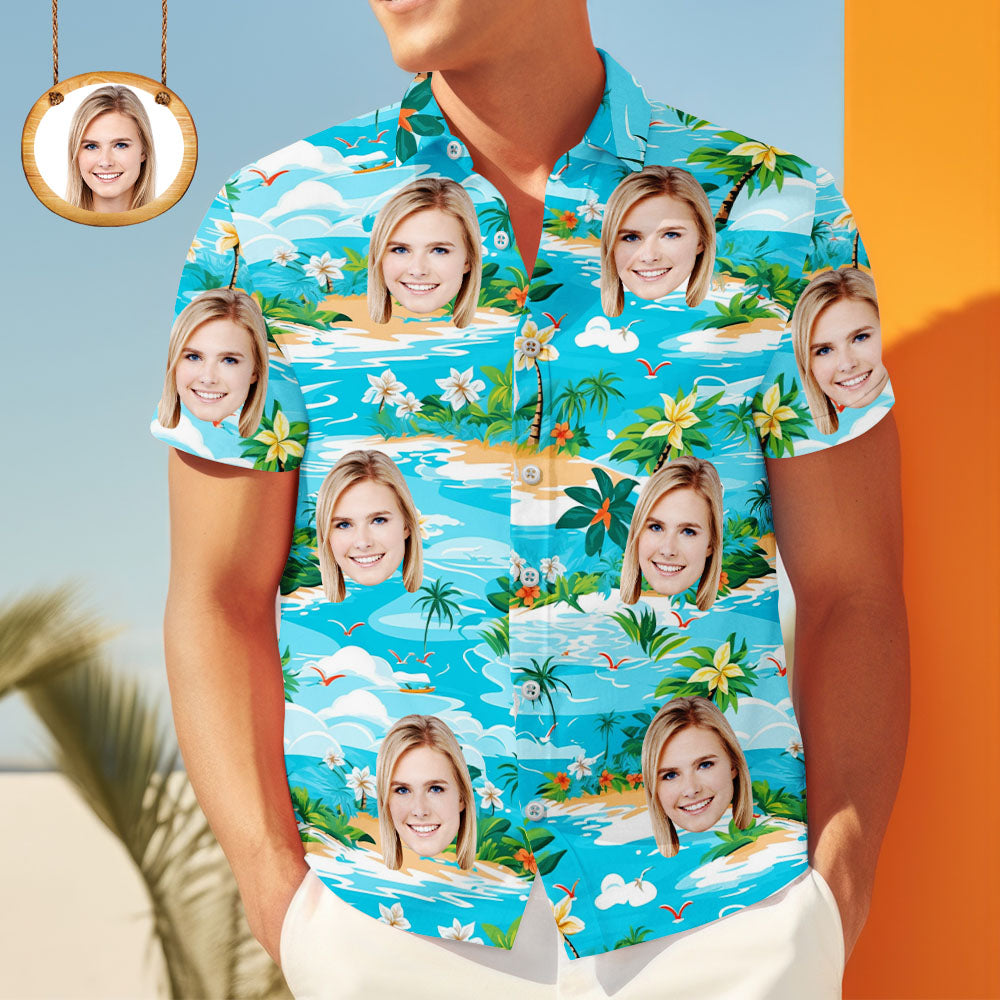 Vice City Hawaiihemd mit individuellem Gesicht, Herren-Gang-Stil