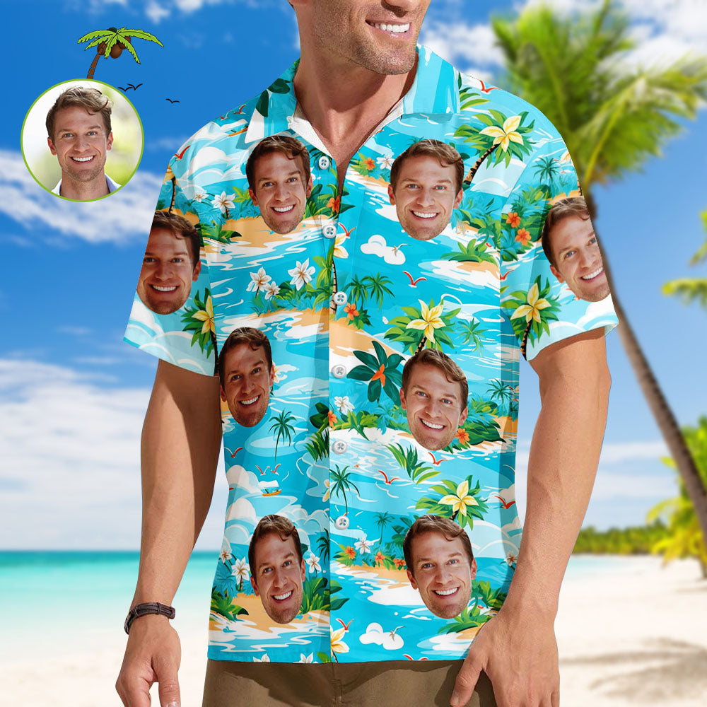 Vice City Hawaiihemd mit individuellem Gesicht, Herren-Gang-Stil