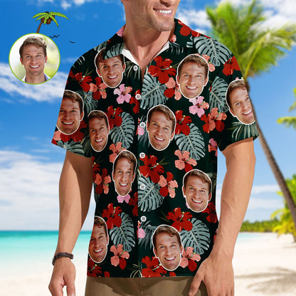 Benutzerdefinierte Hawaiian Shirt für Männer Personalisierte Kurzarm Shirt Gesicht Foto gedruckt Hawaii Shirt