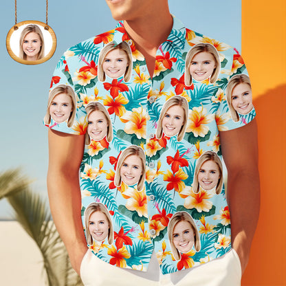 Benutzerdefinierte Gesicht Männer Hawaiian Shirts Personalisierte Nette blumen