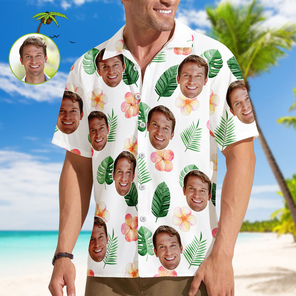 Benutzerdefinierte Gesicht Blätter Hawaiian Shirt Hawaiian Shirt für Papa