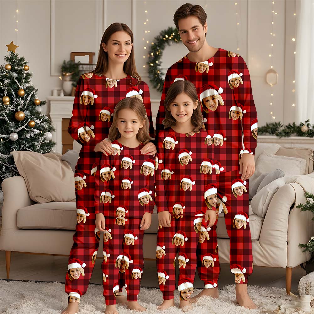 Personalisiertes Pyjama-Set für Männer und Frauen, personalisierter Haustier-Pyjama, Gesichts-Pyjama, Junggesellinnen-Party-Pyjama, individueller Familien-Pyjama, Weihnachts-Pyjama