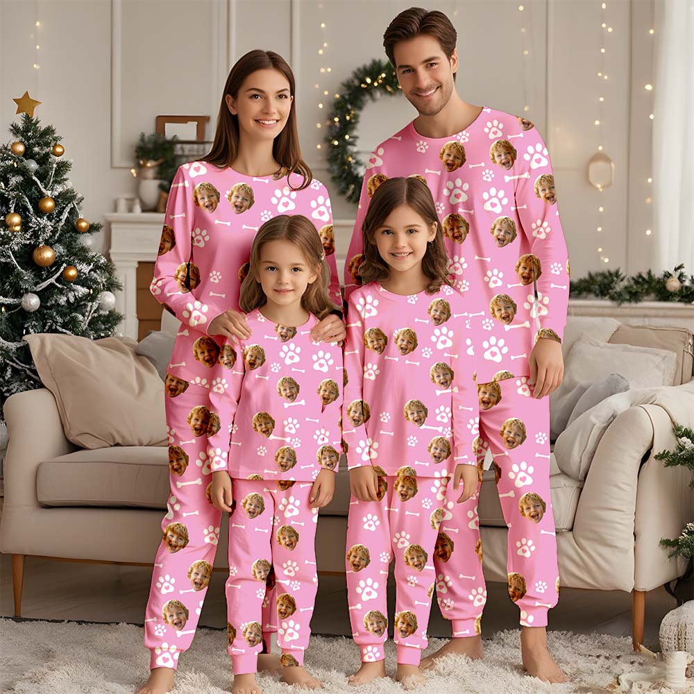 Benutzerdefiniertes Gesichts-Weihnachts-Pyjama-Set, benutzerdefinierter Foto-Pyjama, Pyjama für Frauen, Brautjungfern-Pyjama, Familien-Pyjama-Party-Set