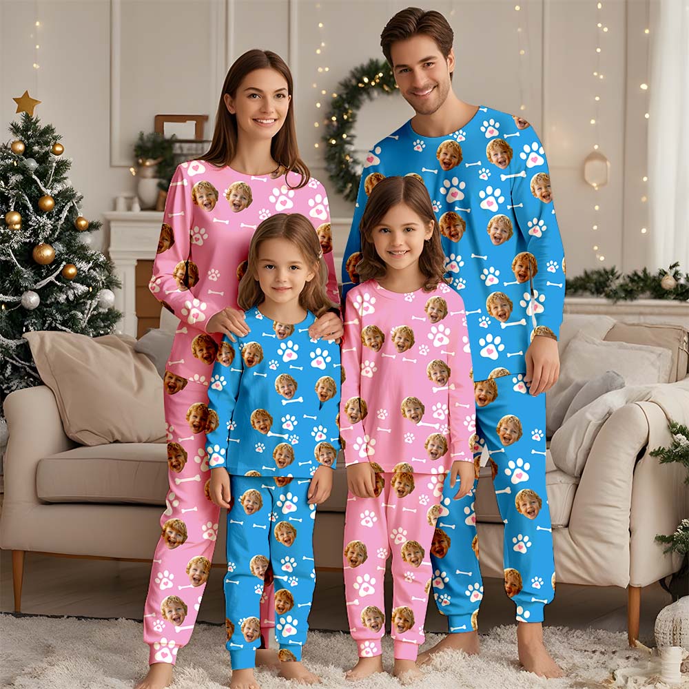 Benutzerdefiniertes Gesichts-Weihnachts-Pyjama-Set, benutzerdefinierter Foto-Pyjama, Pyjama für Frauen, Brautjungfern-Pyjama, Familien-Pyjama-Party-Set