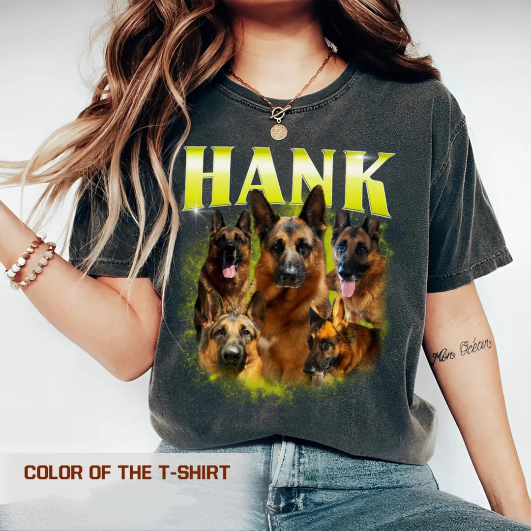 Haustier Custom Vintage Washed Shirt, Custom Cat Graphic Unisex T-Shirt, Hund personalisiert Bootleg Retro 90er T-Shirt Geschenk für Sie, Haustierliebhaber Shirt