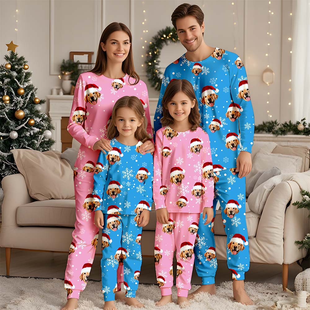 Benutzerdefiniertes Gesichts-Weihnachtspyjama-Set, benutzerdefinierter Foto-Pyjama