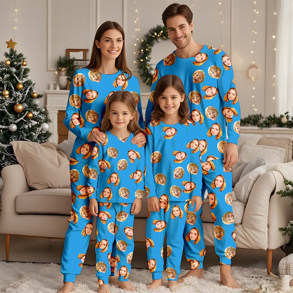 Benutzerdefiniertes Gesichtsfoto-Pyjama-Set für Damen/Herren, individuelles Familien-Pyjama-Shirt