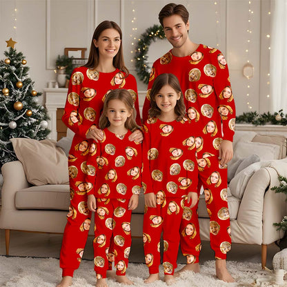 Benutzerdefiniertes Gesichtsfoto-Pyjama-Set für Damen/Herren, individuelles Familien-Pyjama-Shirt