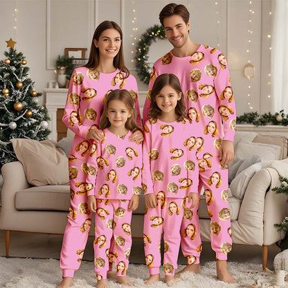 Benutzerdefiniertes Gesichtsfoto-Pyjama-Set für Damen/Herren, individuelles Familien-Pyjama-Shirt