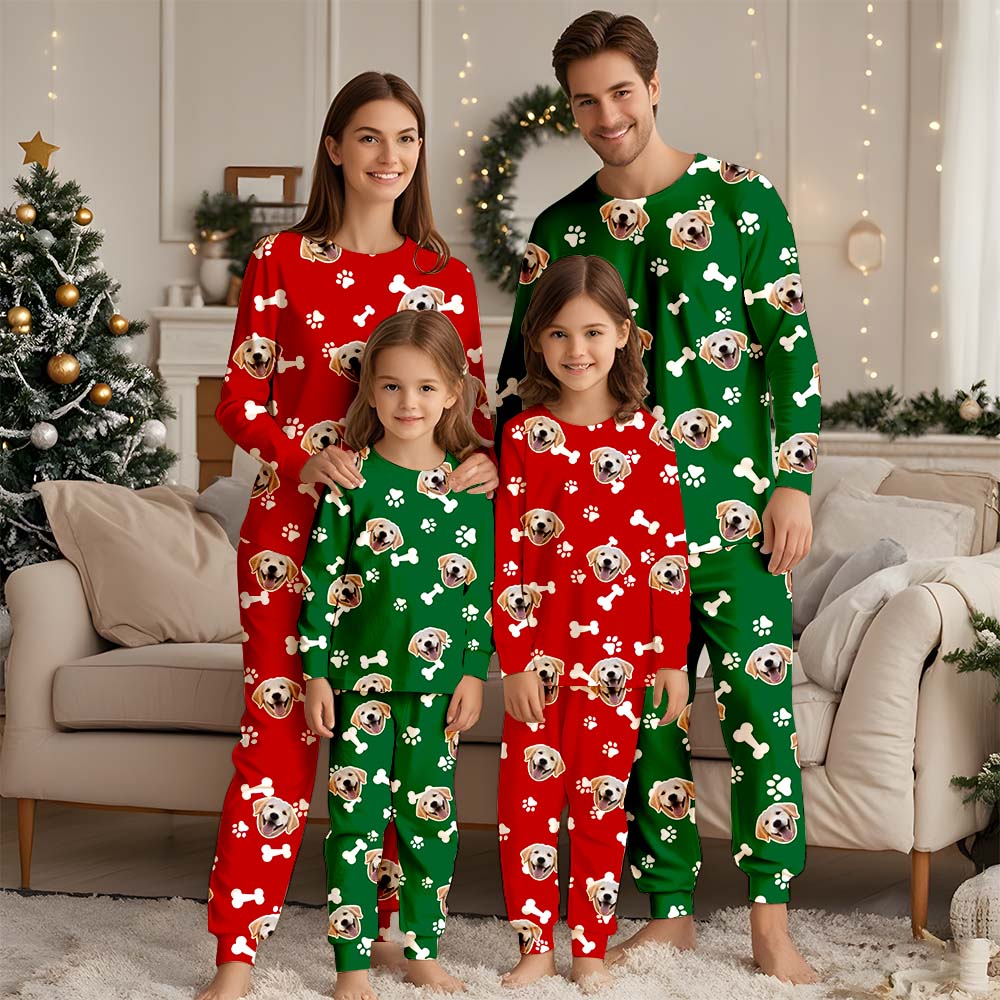 Benutzerdefiniertes Gesicht-Pyjama-Set, personalisiertes Foto-Familien-Pyjama-Hose-Top