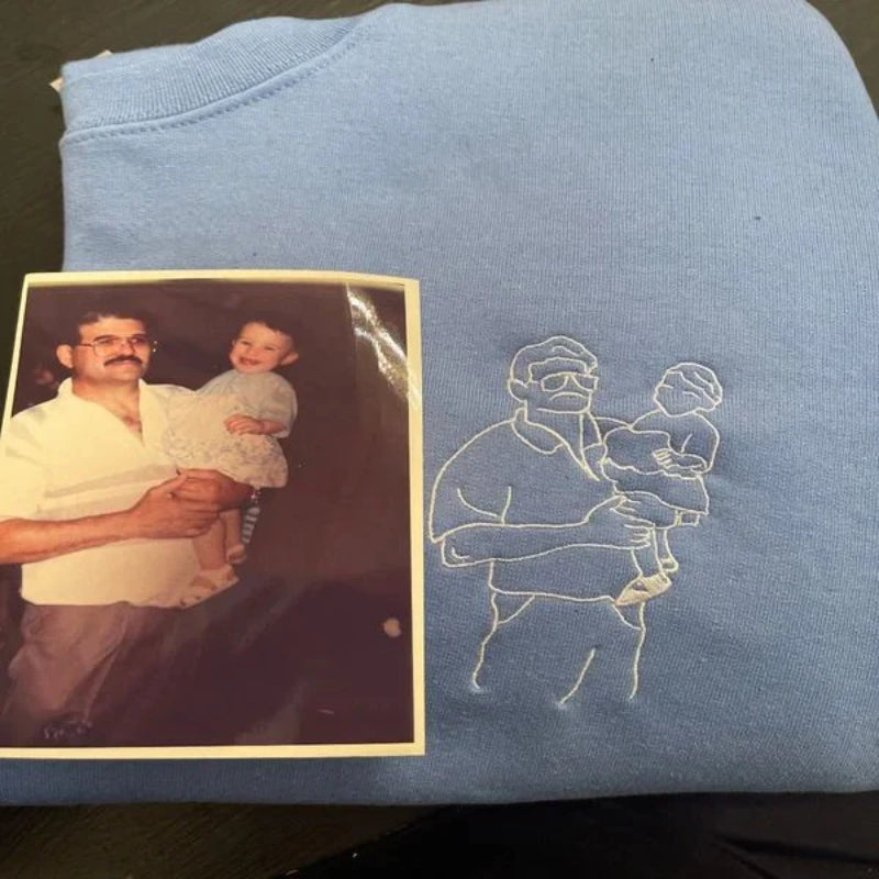 Vatertagsgeschenk Individuell besticktes Porträt-Foto-Sweatshirt, einzigartige Geschenke für Papa