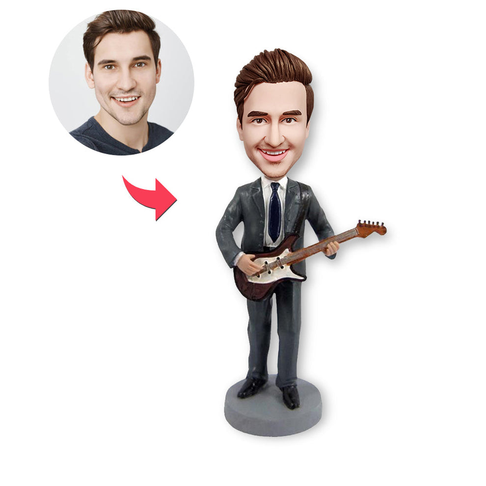 Personalisierter Bobblehead, personalisierter Bobblehead, hübscher Chef mit Gitarre