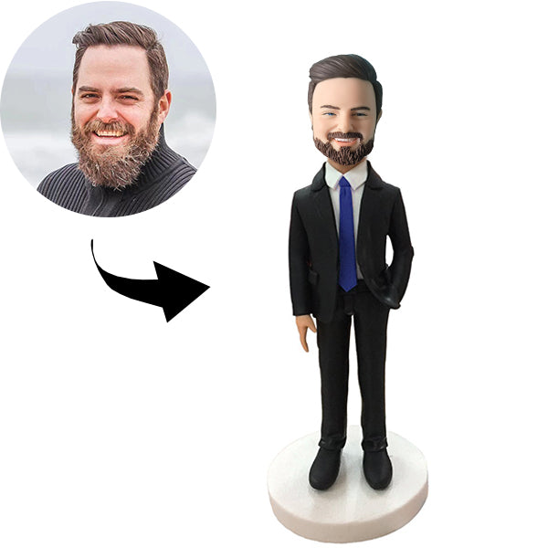 Personalisierter Bobblehead-Boss mit einer Hand in der Tasche