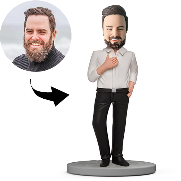 Personalisierter Bobblehead-Boss mit weißem Hemd