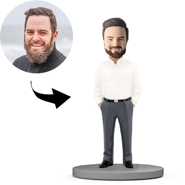 Benutzerdefinierter Bobblehead, personalisierter Bobblehead-Boss mit doppelten Händen in der Tasche