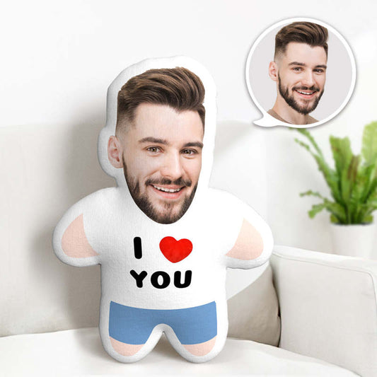 I LOVE YOU Minime-Wurfkissen, individuelle Gesichtsgeschenke, personalisiertes Foto-Minime-Kissen