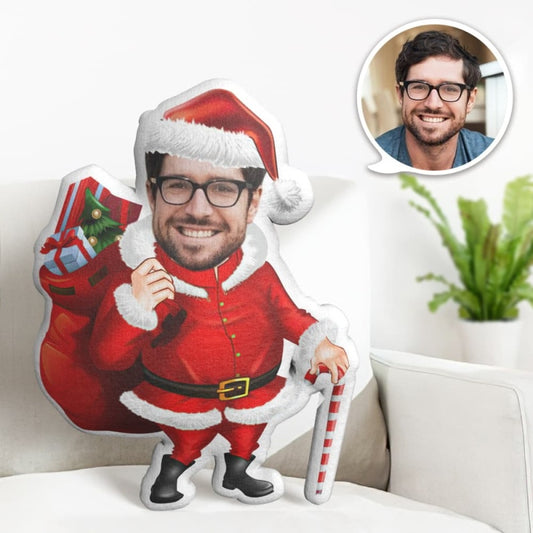 Benutzerdefiniertes Gesichtskissen, personalisiertes Fotokissen, Krücken, Weihnachtsmann, MiniMe-Kissen, Geschenke für Weihnachten