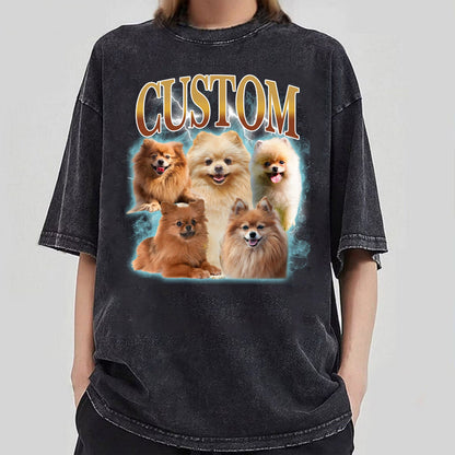 Haustier Custom Vintage Washed Shirt, Custom Cat Graphic Unisex T-Shirt, Hund personalisiert Bootleg Retro 90er T-Shirt Geschenk für Sie, Haustierliebhaber Shirts