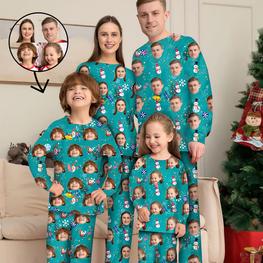 Benutzerdefinierte Foto-Pyjamas Familie passendes Set Weihnachten passende Nachtwäsche Personalisierte Pyjamas Schöne Ferien