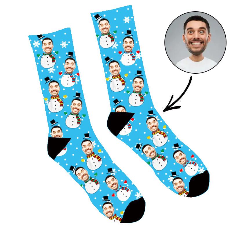 Custom Face Socks Snowman Photo Socks - Make Custom Gifts