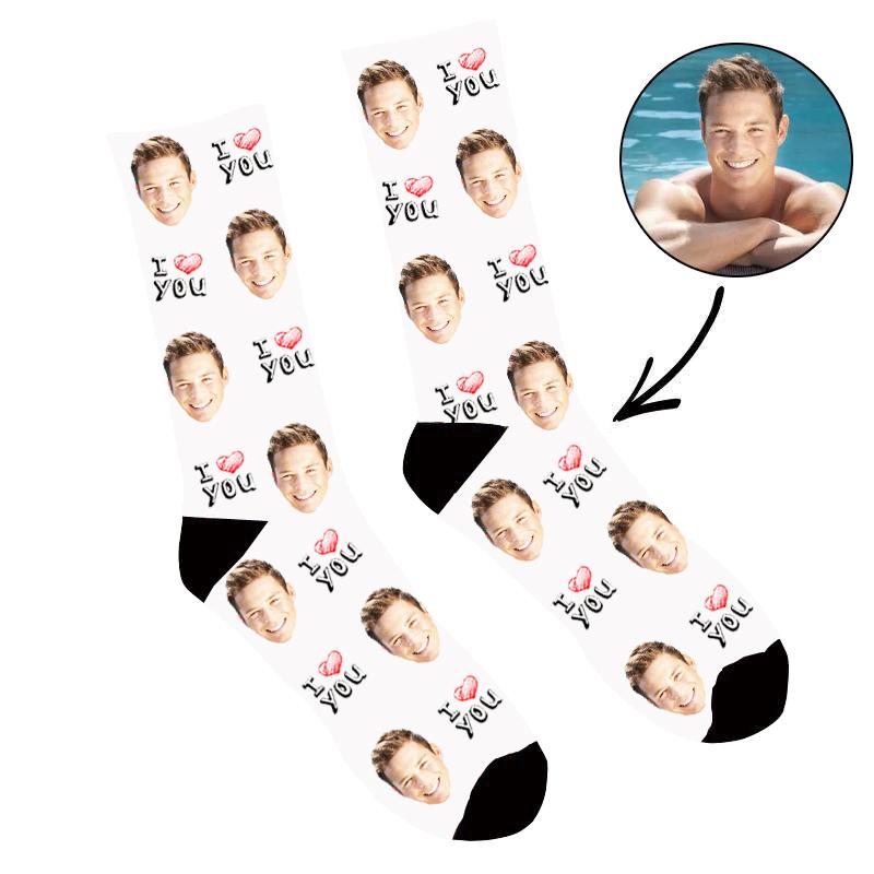 Custom Face Socks I Love You - Make Custom Gifts