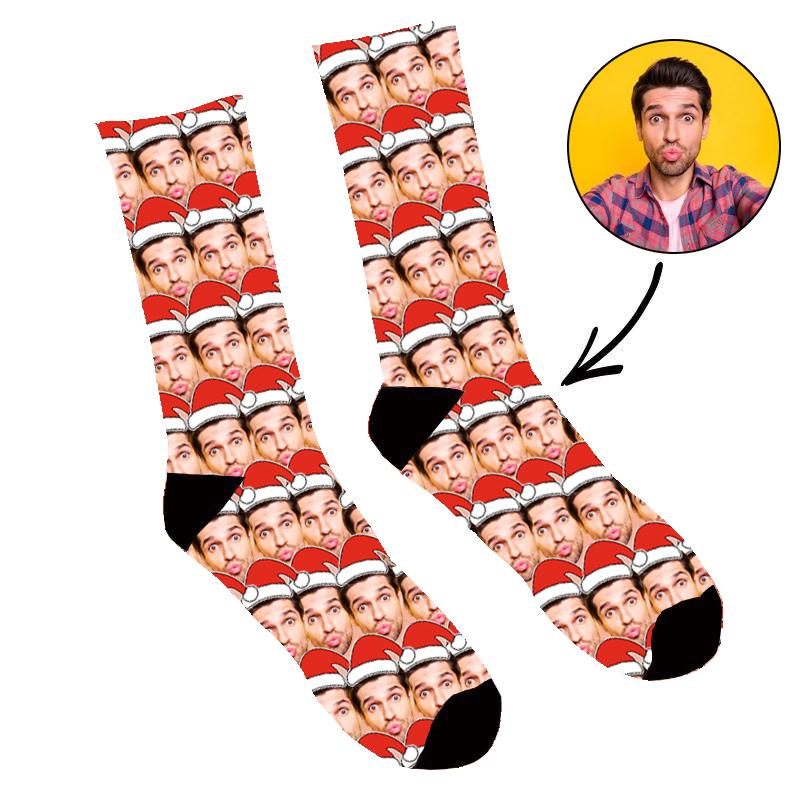 Custom Face Socks Santa Mash Christmas Socks - Make Custom Gifts