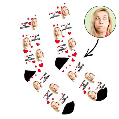 Custom Face Socks I Love My Girlfriend Socks - Make Custom Gifts