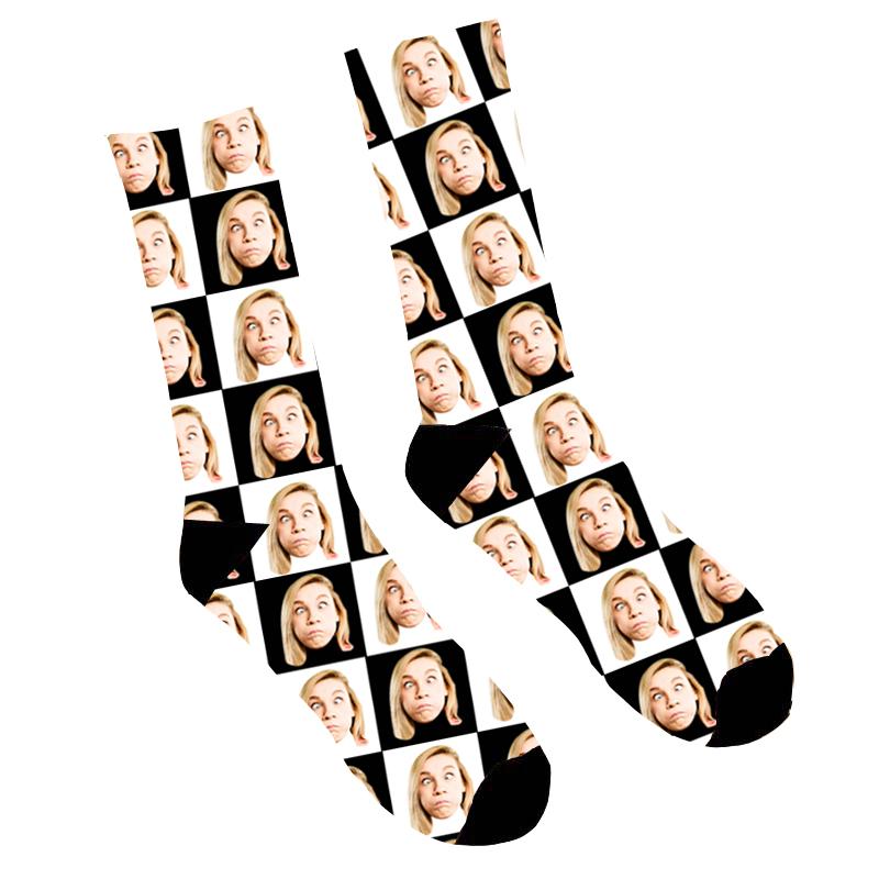 Custom Face Socks Black And White - Make Custom Gifts