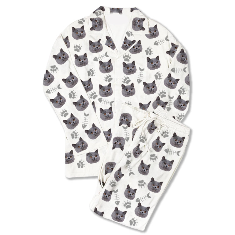 Custom Photo Pajamas Cat Footprint - Make Custom Gifts