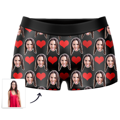 Custom Face Boxers - Heart Photo Boxer - Make Custom Gifts