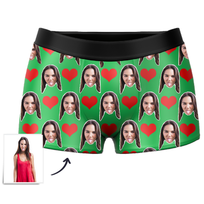 Custom Face Boxers - Heart Photo Boxer - Make Custom Gifts