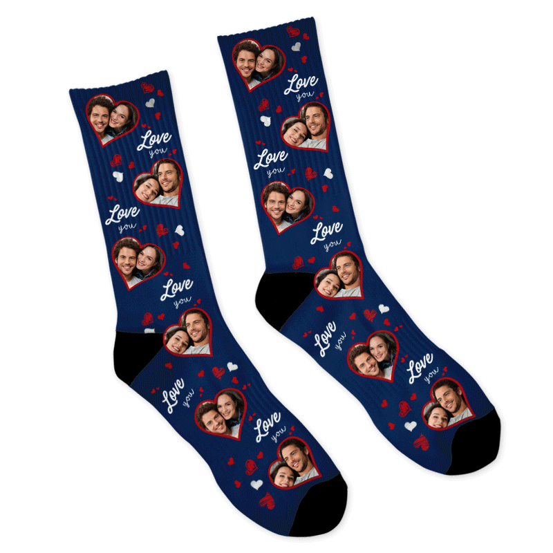 Custom Heart Photo Collage Face Socks - Make Custom Gifts