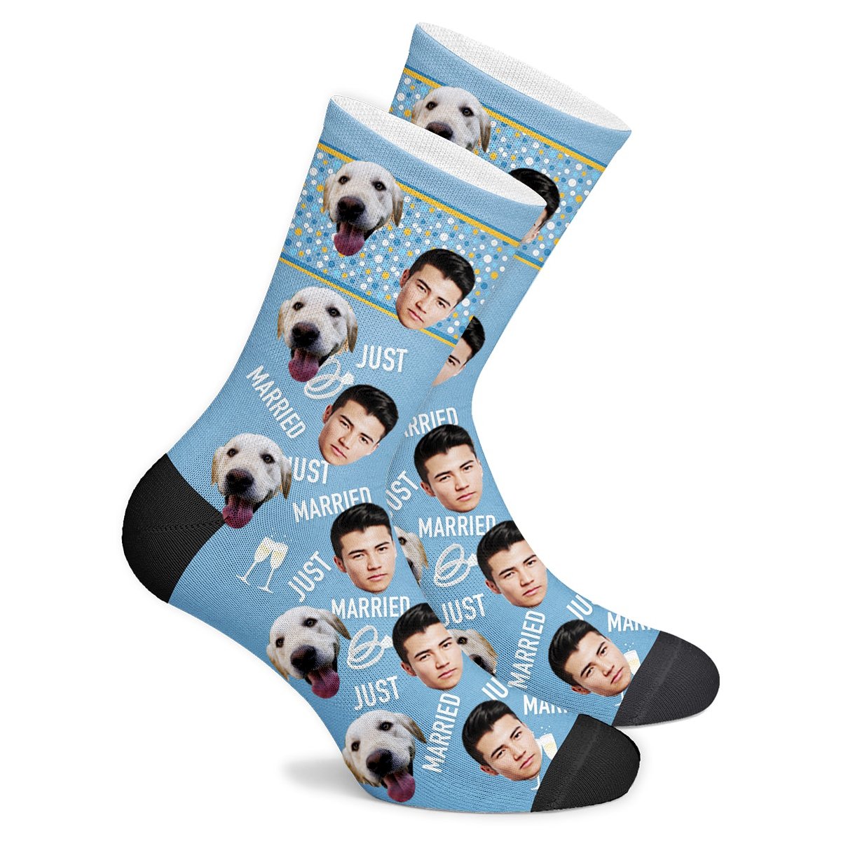 Custom Just Married Face Socks Photo Socks - Make Custom Gifts