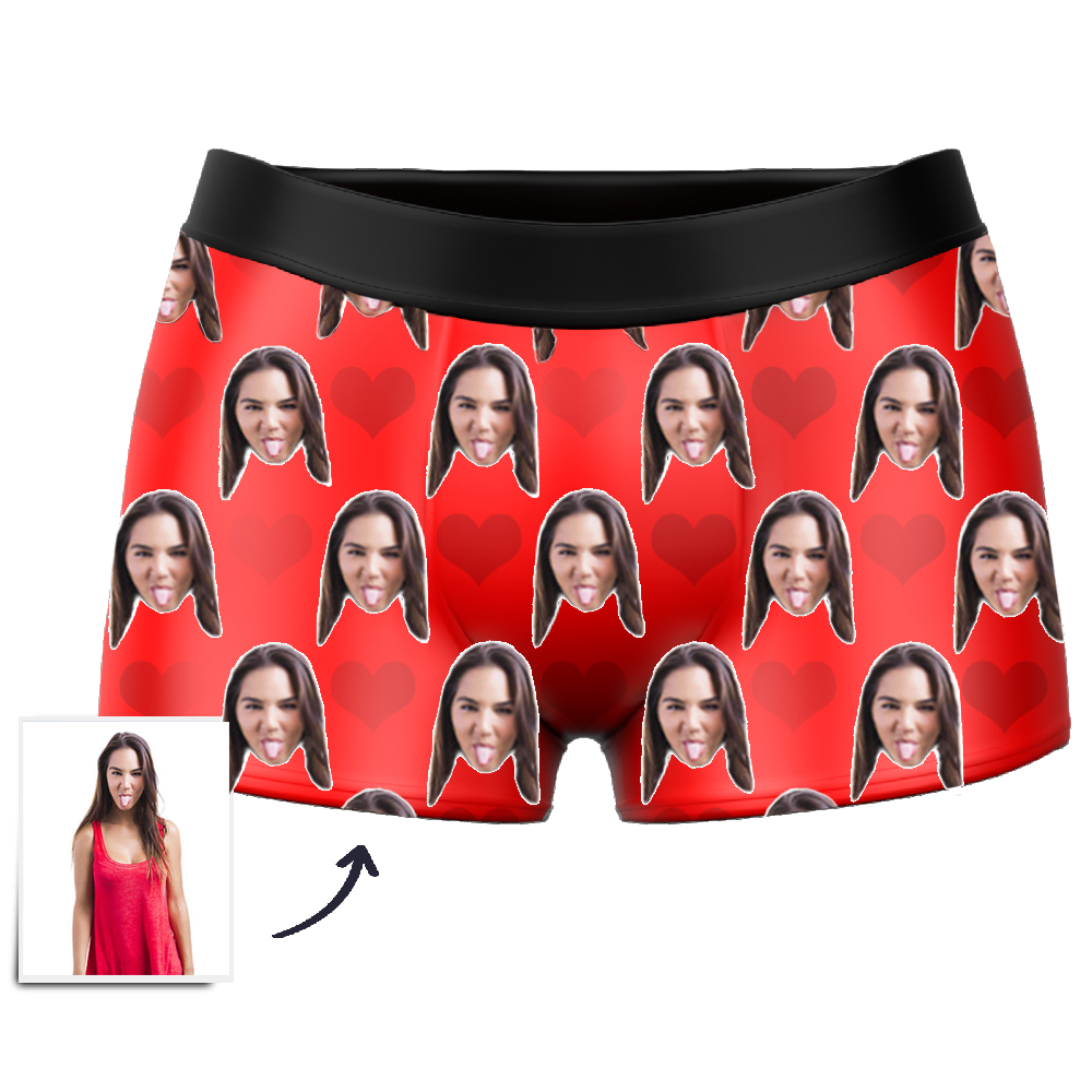 Custom Face Boxers - Heart Photo Boxer - Make Custom Gifts