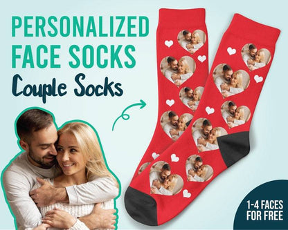 Personalisierte Gesichtssocken Valentinstagsgeschenk Paarsocken