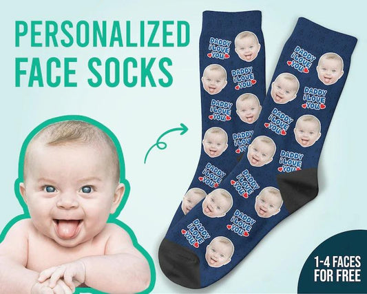 Papa ich liebe dich Socken individuelle Papa-Gesichtssocken