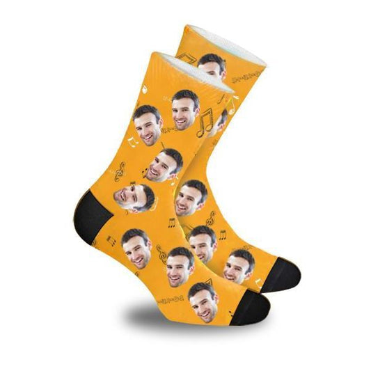 Custom Music Notation Face Socks Photo Socks - Make Custom Gifts